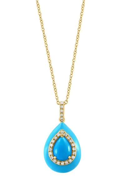 Effy Turquoise & Diamond Pendant Necklace In Blue