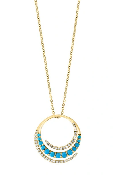 Effy Turquoise & Diamond Pendant Necklace In Blue