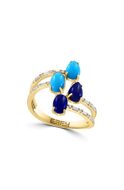 Effy Lapis Lazuli Turquoise & Diamond Ring In Blue