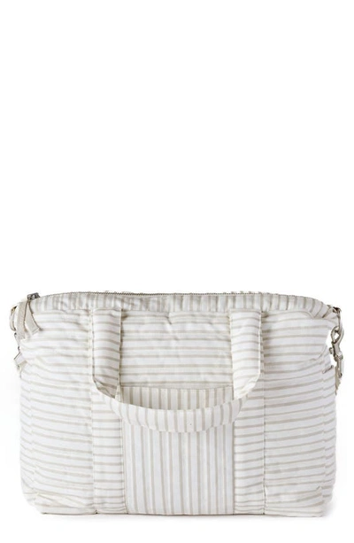 Pehr Babies' Stripes Away Diaper Bag In Stripes Away Pebble Grey