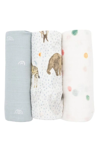 Little Unicorn 3-pack Muslin Swaddle Blanket In Party Animal