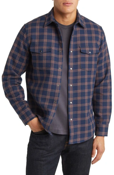 Nordstrom Colville Trim Fit Snap Front Shirt In Navy- Brown Colville Plaid