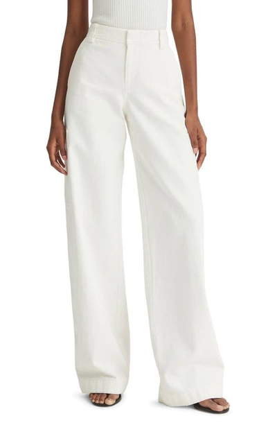 Vince Utility High Waist Wide Leg Recycled Wool Blend Pants In Off White