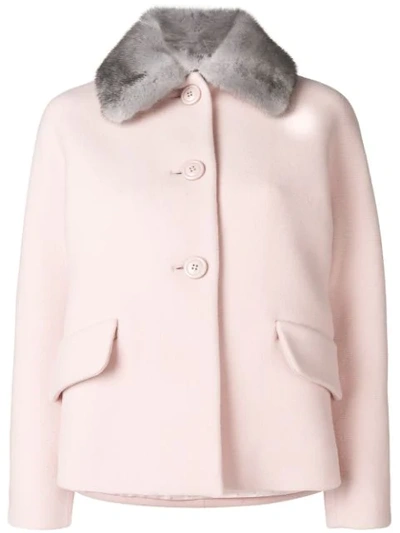Miu Miu Fur Collar Coat - Pink