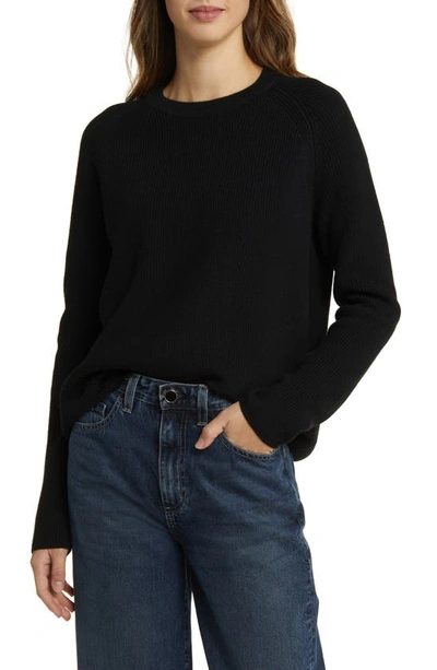 Nordstrom Rib Organic Cotton & Merino Wool Sweater In Black