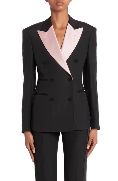 Tom Ford Contrast Lapel Wool & Silk Tuxedo Jacket In Black/ Ballet Slipper