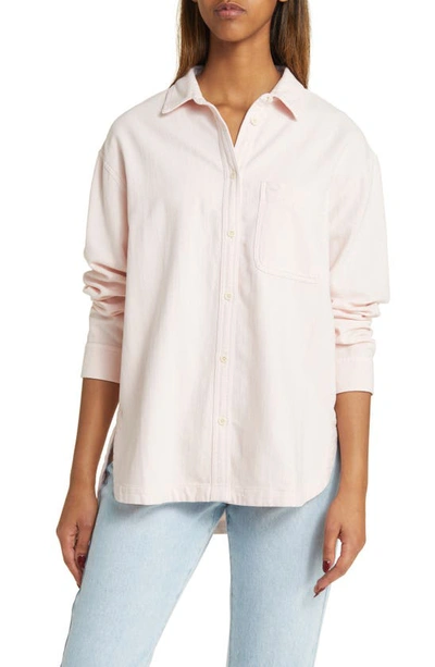 Bp. Oversize Cotton Twill Shirt In Pink Ash