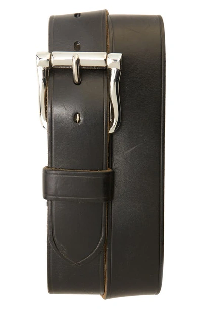 Ralph Lauren Purple Label Roller Buckle Leather Belt In Black