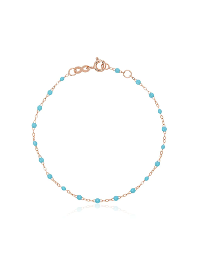 Gigi Clozeau 18k Rose Gold Classic Gici Sky Blue Beaded Bracelet In Green Rose Gold