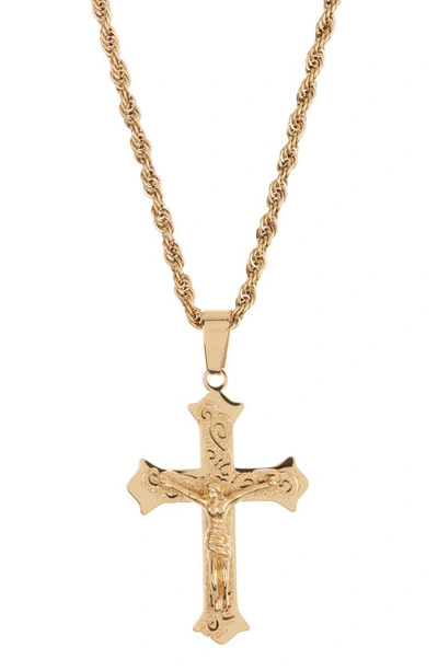 American Exchange Cross Pendant Necklace In Gold