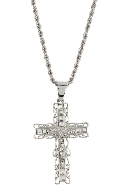 American Exchange Cross Pendant Necklace In Silver