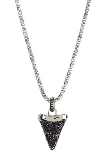American Exchange Shark Tooth Pendant Necklace In Silver