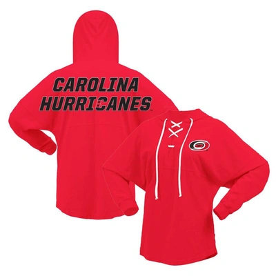 Fanatics Branded Red Carolina Hurricanes Jersey Lace-up V-neck Long Sleeve Hoodie T-shirt