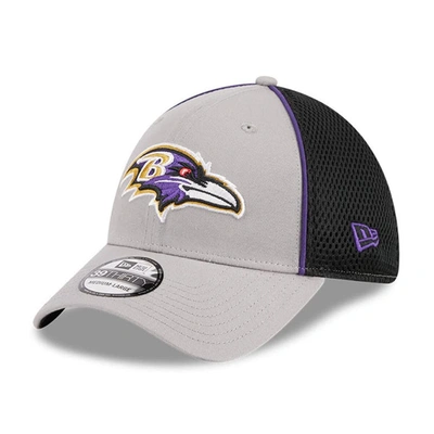 New Era Gray Baltimore Ravens  Pipe 39thirty Flex Hat
