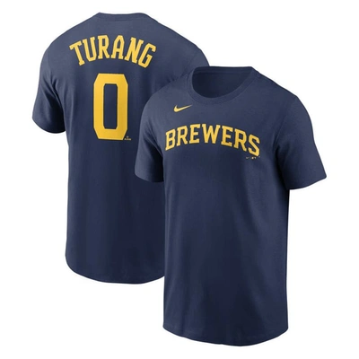 Nike Brice Turang Navy Milwaukee Brewers Name & Number T-shirt