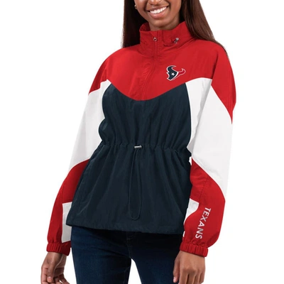 G-iii 4her By Carl Banks Women's  Navy, Red Houston Texans Tie Breaker Lightweight Quarter-zip Jacket In Navy,red