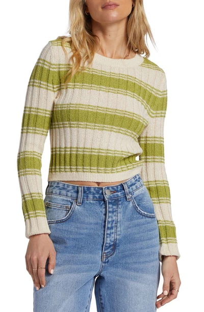 Billabong Clare Stripe Rib Sweater In Palm Green