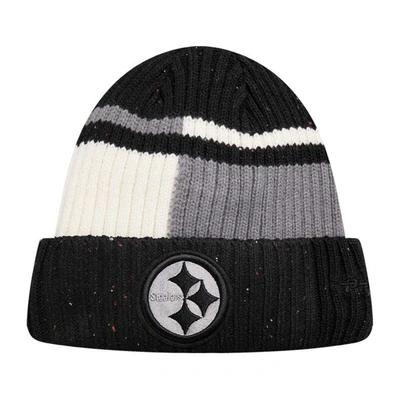 Pro Standard Black/white Pittsburgh Steelers Speckled Cuffed Knit Hat