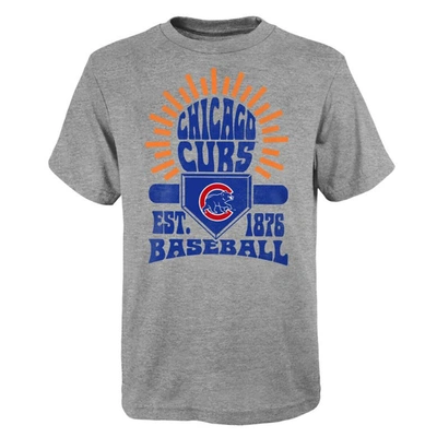 Outerstuff Kids' Youth Grey Chicago Cubs Sun Burst T-shirt