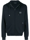 Dolce & Gabbana Logo Patch Zipped Hoodie - Black