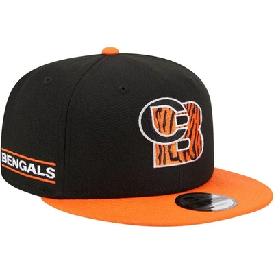 New Era Men's  Black, Orange Cincinnati Bengals City Originals 9fifty Snapback Hat In Black,orange