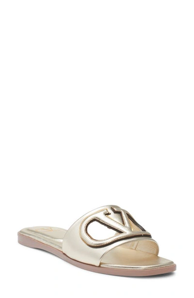 Valentino Garavani Vlogo Cutout Slide Sandal In Platino