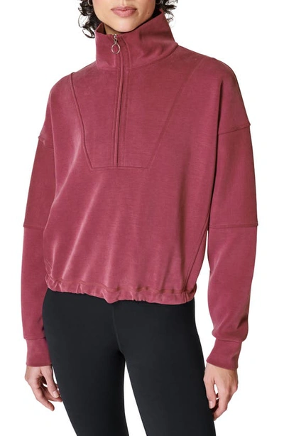 Sweaty Betty Half Zip Fleece Pullover In Vamp Red