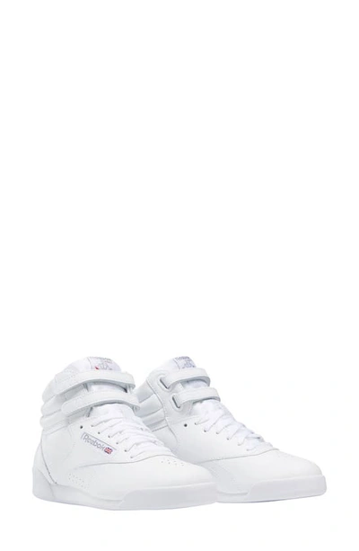 Reebok Kids' Freestyle Hi Sneaker In White/ Silver