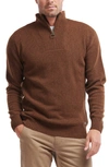 Barbour Nelson Essential Lambswool Half Zip Sweater In Dk Sand