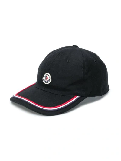 Moncler Logo Baseball Wool Cap In Black