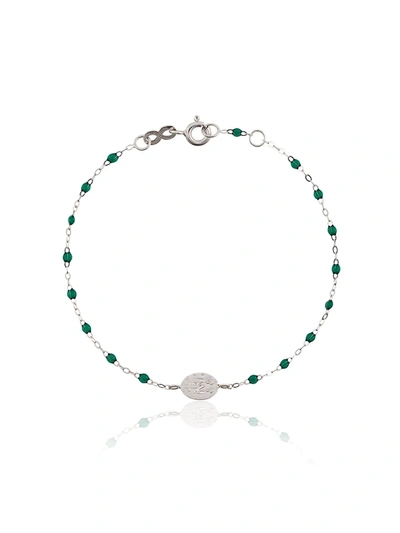 Gigi Clozeau 18k White Gold Madone Beaded Bracelet In Green