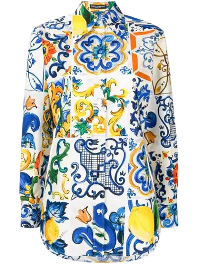 Dolce & Gabbana Majolica Print Shirt - Blue