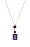 Effy Rhodolite & Amethyst Pendant Necklace In Rose Gold/ Multi