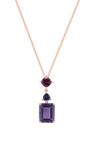 Effy Rhodolite & Amethyst Pendant Necklace In Rose Gold/ Multi