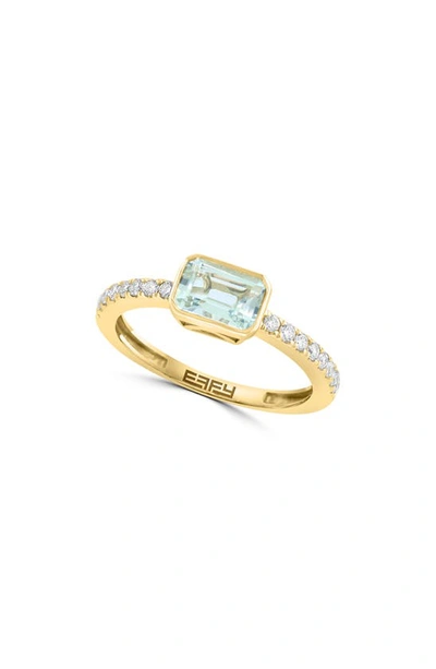 Effy Aquamarine & Diamond Ring In Yellow Gold/ Blue