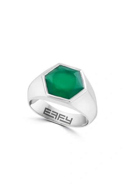 Effy Sterling Silver Green Onyx Ring In Silver/ Green