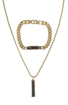 American Exchange Set Of 2 Slim Necklace & Bracelet In Gold