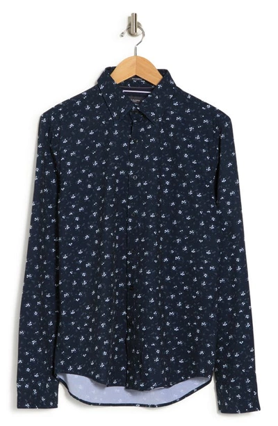 Denim And Flower Ditsy Floral Stretch Button-down Shirt In Navy Floral