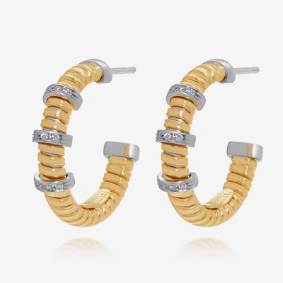 Tessitore Tubogas 18k Yellow Gold, Diamond Hoop Earrings Ot 825y In Silver