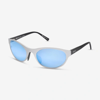Revo Icon Oval Satin Chrome & Blue Oval Sunglasses Re119703blp
