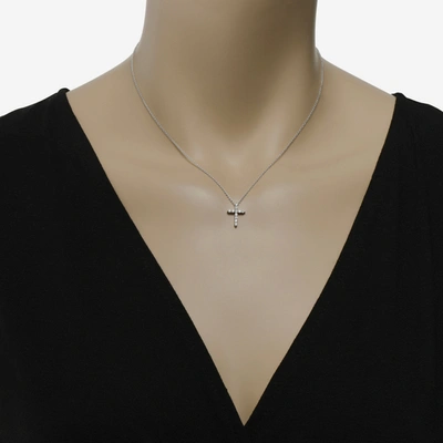 Tresorra 18k White Gold, Diamond 0.28ct. Tw. Cross Pendant Necklace K0610p43 In Black