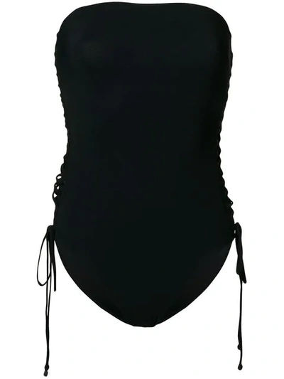 Zimmermann Side Lace-up Swim Suit In Black