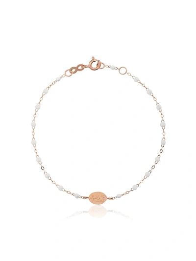 Gigi Clozeau 18k Rose Gold Madone 17 Cm Beaded Bracelet In White