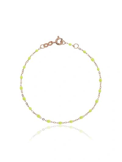 Gigi Clozeau 18kt Rose Gold Classic Gigi Lime Green Beaded Bracelet In Yellow