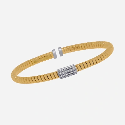 Tessitore Tubogas 18k Yellow Gold, Diamond Bangle Bracelet Bt 893y In Silver