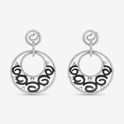 Piero Milano 18k White Gold Diamond 3.30ct. Tw. Dangle Earrings R6072rb2bn In Silver