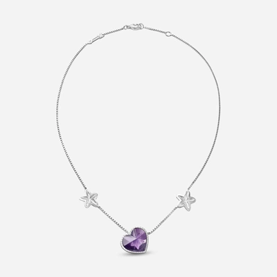 Baccarat Sterling Silver, Purple Crystal Heart And Star Princess Necklace 2812857