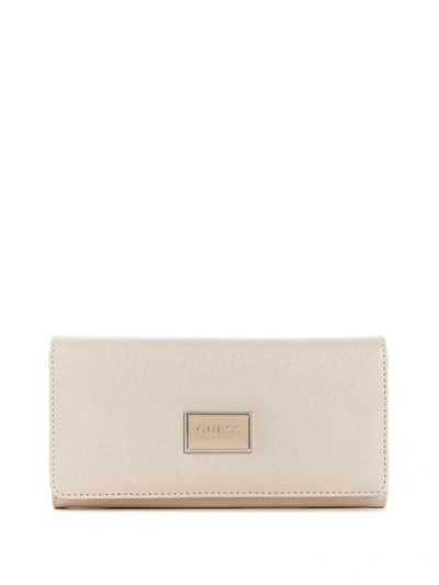 Guess Factory Abree Glitter Clutch Wallet In White