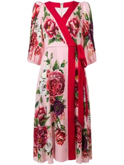 Dolce & Gabbana Floral Wrap Dress - Pink