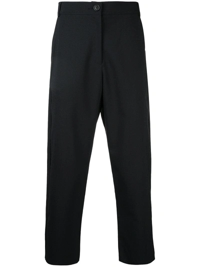 3.paradis Cropped Buttoned Trousers - Blue